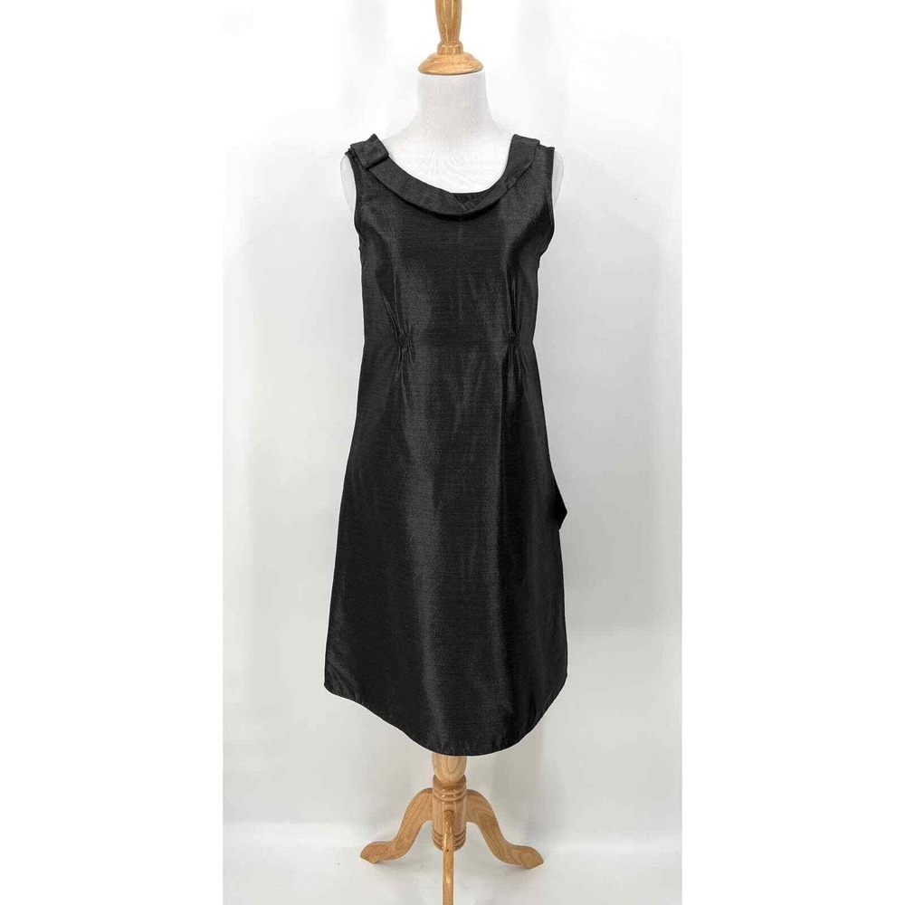 MARNI Metallic A-line Shift Dress Women 38 US2 Gray Midi Wool Silk Sleeveless